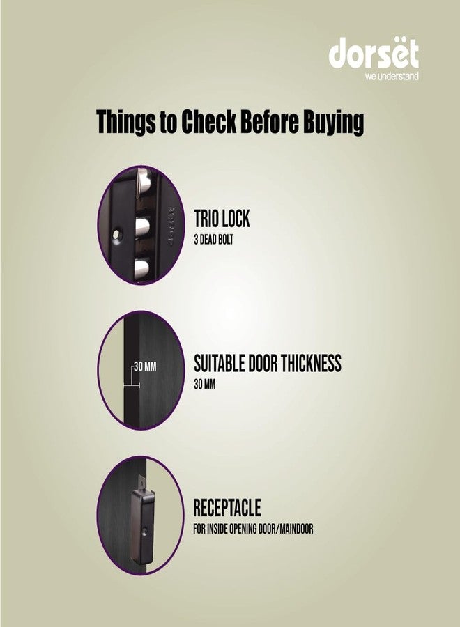 Dorset PHA 301 Trio Lock with Deadbolt | 14 Pin Technology, 10 Million Key Combinations, 4 Keys, 10-Year Warranty, Door Lock for Main Doors | Free Installation* - Graphite Matte Finish, Black - Image 5
